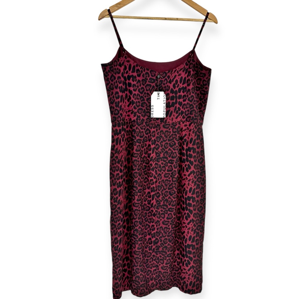DRESS THE POPULATION NWT Shaireen Leopard Bodycon Dress SIZE XL Cherry Cola - Picture 4 of 11